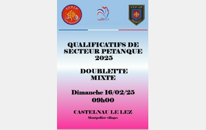 QUALIFICATIFS DE SECTEUR PETANQUE DOUBLETTE MIXTE