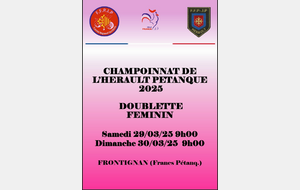 CHAMPIONNAT DE L'HERAULT PETANQUE DOUBLETTE FEMININ