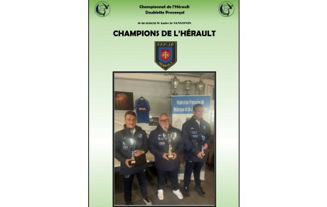 RÉSULTATS CHAMPIONNAT DE L'HÉRAULT DOUBLETTE PROVENCAL