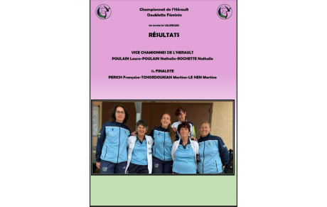 RÉSULTATS CHAMPIONNAT DE L'HÉRAULT TRIPLETTE FEMIMIN